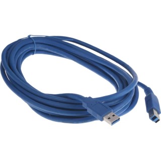 RS PRO High Performance USB 3.0 A Male to B Male IC Socket USB Cable Blue 5m 182-8839