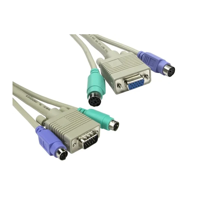 RS PRO 2m Male VGA to Female PS2 x 2 KVM Cable 182-8852