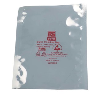 RS PRO Anti-Static Bag 102mm(W) x 152mm Heat Seal Silver Static Shielding Bag 182-8809