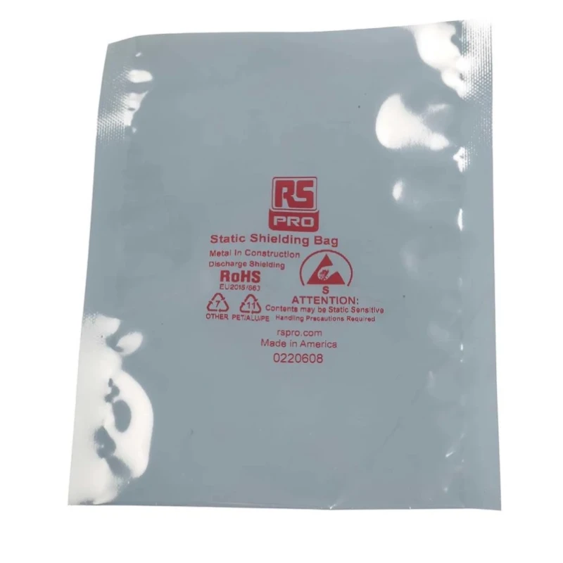 RS PRO Anti-Static Bag 102mm(W) x 152mm Heat Seal Silver Static Shielding Bag 182-8809