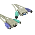 RS PRO KVM Cable Male VGA to Female PS2 x 2 5m Polyvinyl Chloride Grey Jacket 182-8854