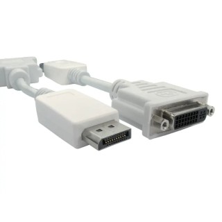 RS PRO Male DisplayPort to Female DVI-D Polyvinyl Chloride DisplayPort Cable 150 mm 182-8898