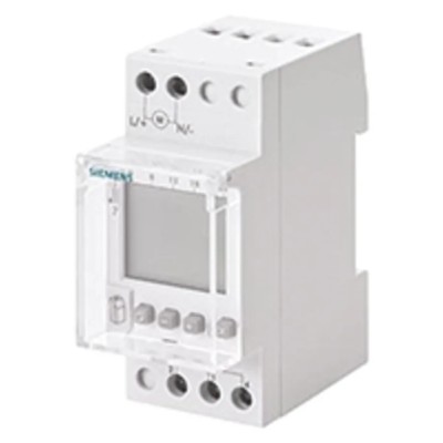 Siemens Digital DIN Rail Time Switch 24V ac/dc Single Channel SPDT 56 Memory Spaces 83mm Height 70mm Depth 7LF4521-2