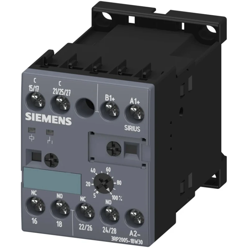 Siemens SIRIUS Series DIN Rail Timer Relay 2-Contact 24 to 240 V dc 24V ac 240 V ac 0.05 s to 100 h 3RP2005-1BW30