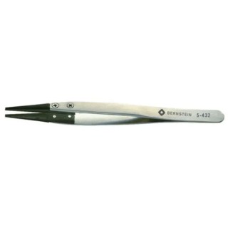 Bernstein 125mm Stainless Steel Flat ESD Safe Tweezer 5-432
