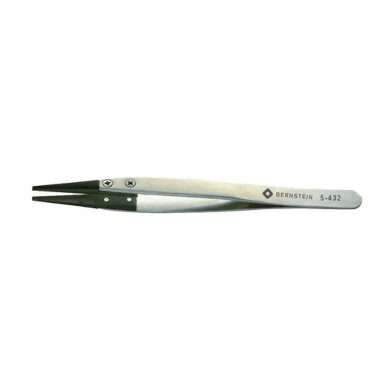 Bernstein 125mm Stainless Steel Flat ESD Safe Tweezer 5-432