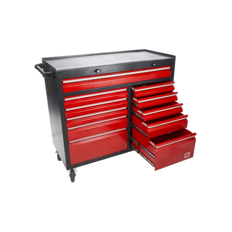RS PRO 11 Drawer Wheeled Steel Roller Cabinet, Mobile Tool Chest, 1.08m Length, 450mm Width, 985mm Height, 90kg 833-5916