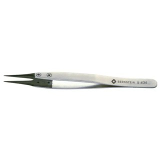 Bernstein 125mm Stainless Steel Rounded ESD Safe Tweezer 5-434