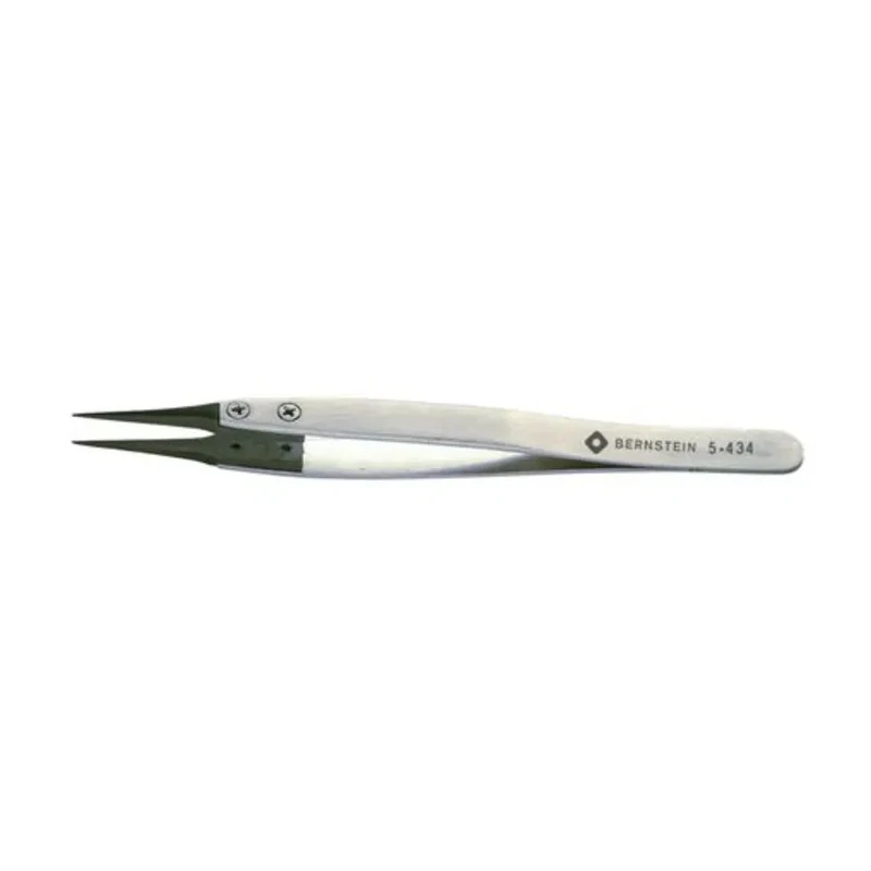 Bernstein 125mm Stainless Steel Rounded ESD Safe Tweezer 5-434