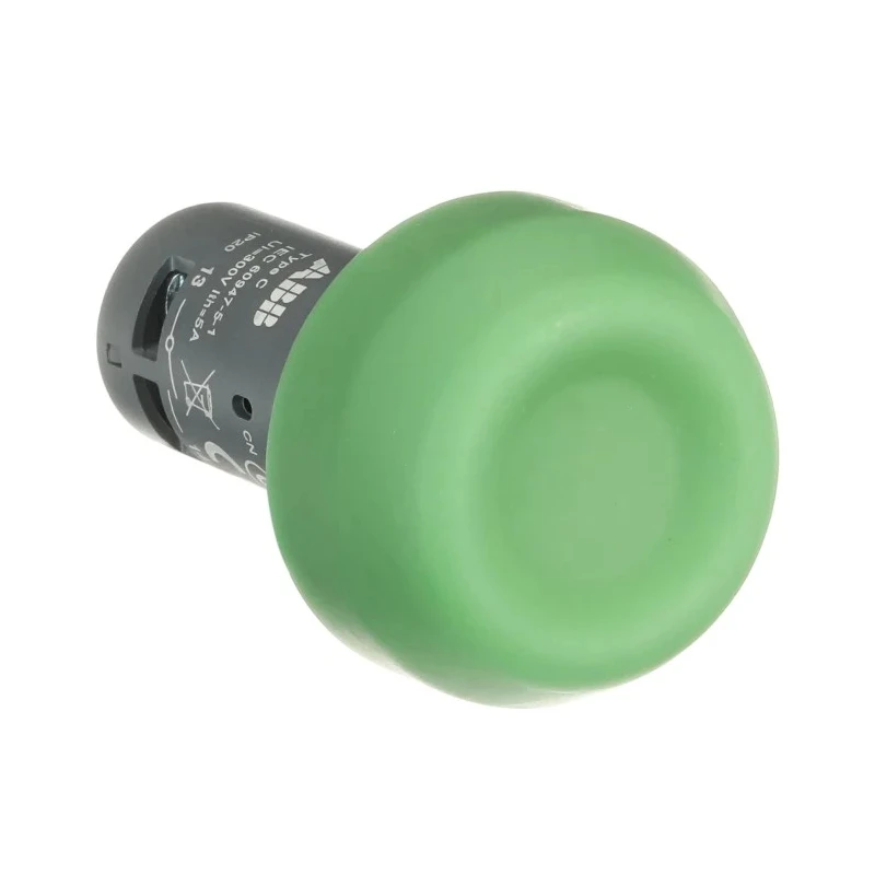 ABB Compact Series Push Button Switch Momentary Panel Mount 22 mm Cutout Green Actuator 1 NO/1 NC 1SFA619105R1072 CP6-10G-11