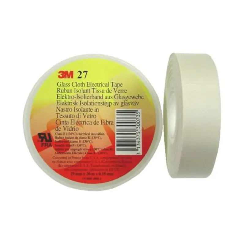 3M 3M™ 27 White Electrical Tape, 19mm Width x 20m Length, Rubber Adhesive, 130°C Max Operating Temperature 85306