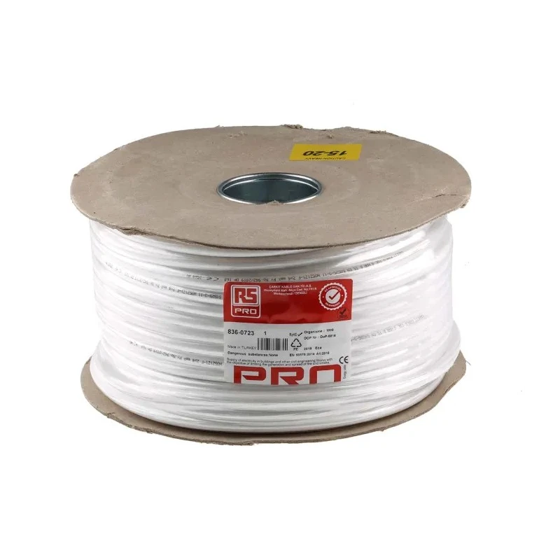 RS PRO 2 Core Power Cable White 4mm² 500V 70°C Thermoplastic Insulation 100 m 836-0723