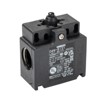 Omron D4N Series Plunger Limit Switch, 1 NO/1 NC, IP67 Rated, 250V AC, Snap Action, M20 Terminal 
