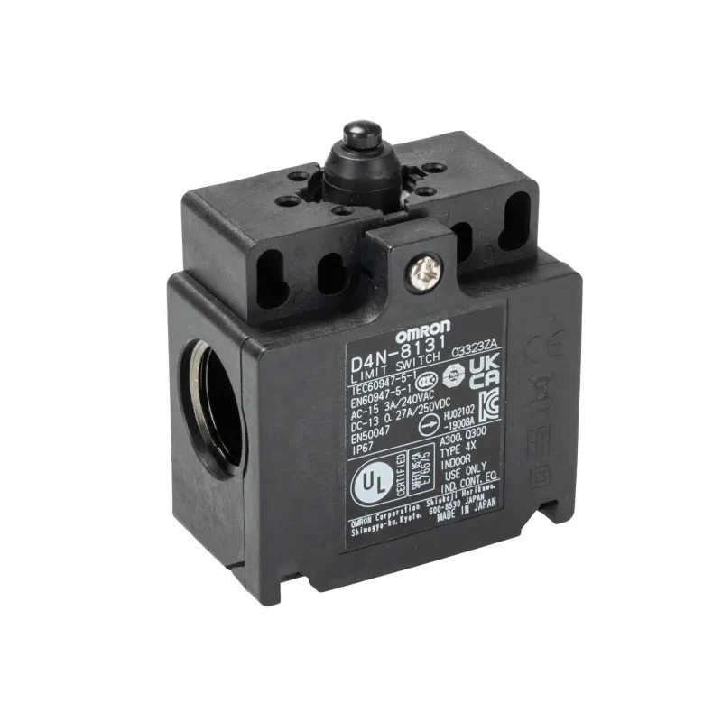 Omron D4N Series Plunger Limit Switch, 1 NO/1 NC, IP67 Rated, 250V AC, Snap Action, M20 Terminal 