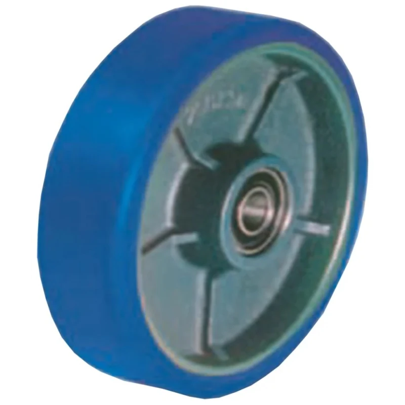 LAG Blue Polyurethane Trolley Wheel 500 kg Load Capacity, 150mm Diameter, 40mm Width, Cast Iron Hub, Ball Bearing 37016CC