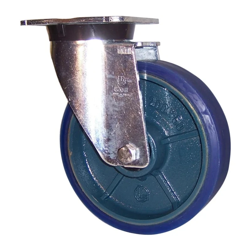LAG Swivel Castor, 350 kg Load Capacity, 100 mm Polyurethane Wheel, Ball Bearing Hub, Cast Iron Hub Material 37405