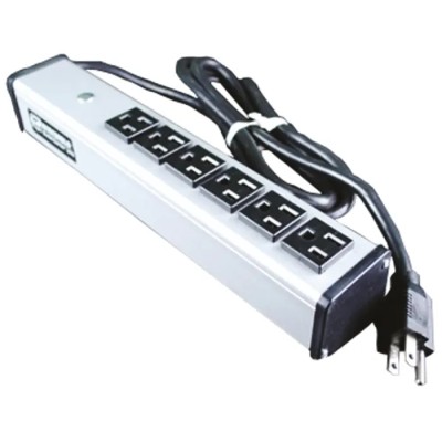 Wiremold 1.8 m 6 Socket NEMA 5-15R Extension Lead, 120V 15A Aluminium Alloy Jacket 836-1662