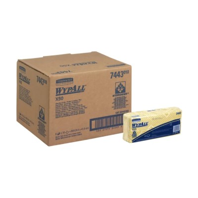 WYPALL WypAll Yellow Cloths for General Cleaning, Dry Use, Pack of 50 Per Pack, 416 x 245 mm, Repeat Use 7443
