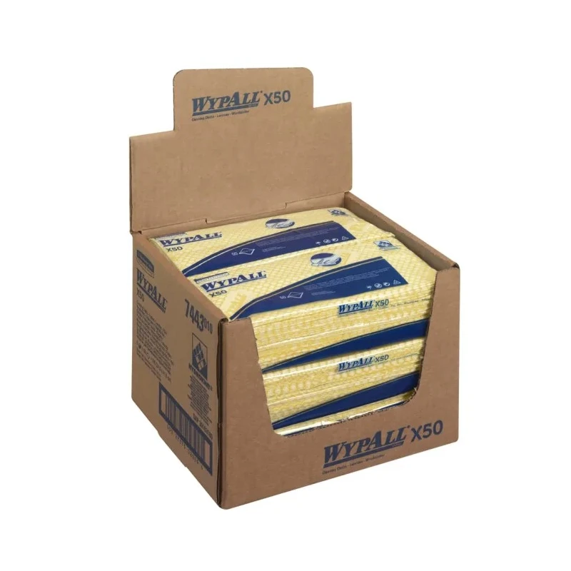 WYPALL WypAll Yellow Cloths for General Cleaning, Dry Use, Pack of 50 Per Pack, 416 x 245 mm, Repeat Use 7443