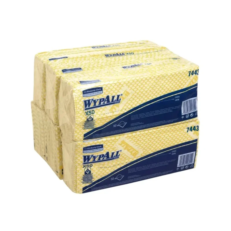 WYPALL WypAll Yellow Cloths for General Cleaning, Dry Use, Pack of 50 Per Pack, 416 x 245 mm, Repeat Use 7443