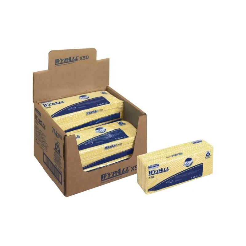 WYPALL WypAll Yellow Cloths for General Cleaning, Dry Use, Pack of 50 Per Pack, 416 x 245 mm, Repeat Use 7443