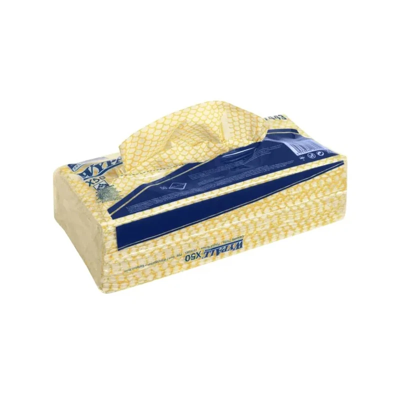 WYPALL WypAll Yellow Cloths for General Cleaning, Dry Use, Pack of 50 Per Pack, 416 x 245 mm, Repeat Use 7443