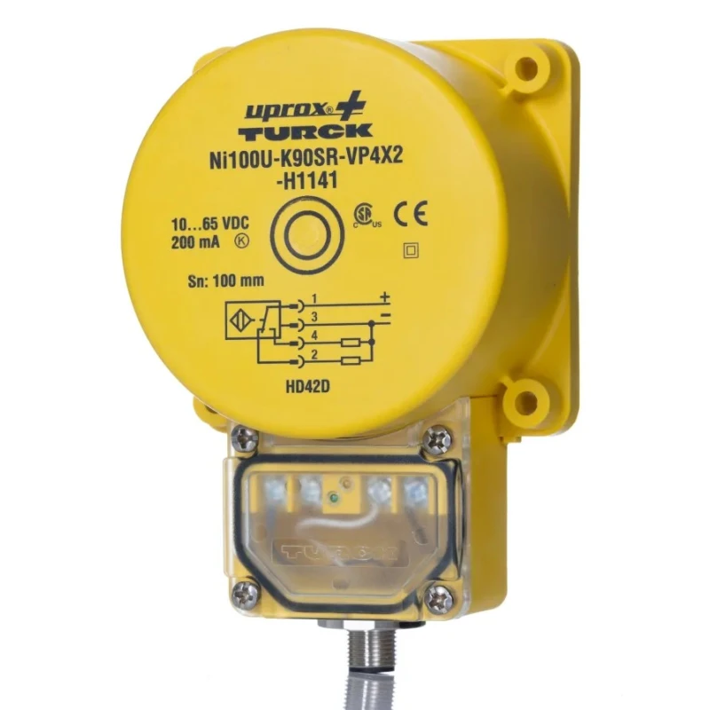 Turck Block Inductive Proximity Sensor M12 x 1 PNP Uprox 65V 100 mm Detection Range NI100U-K90SR-VP4X2-H1141