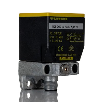 Turck Block Inductive Proximity Sensor M12 x 1 Thread Size 30 V DC 0/10 V Output 0 to 20 mA 25 mm Ni25-CK40-LIU-H1141
