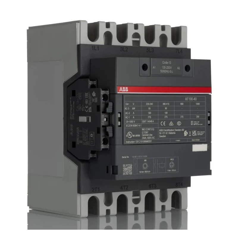 ABB AF116 Contactor, 230V AC Coil, 4-Pole, 275 A, 90 kW Power Rating, 4 NO Auxiliary Contacts, 1kV Contact Voltage AF116