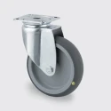 Tente Swivel Castor, 150 kg Capacity, 75 mm Wheel Diameter, Thermoplastic Rubber Wheel, Pressed Steel Frame 2470YGO075P40