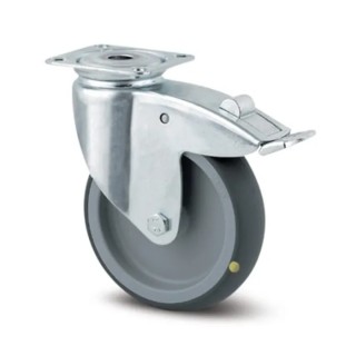 Tente Swivel Castor with 150 kg Load Capacity, 75 mm Thermoplastic Rubber Wheel, Pressed Steel Frame, Model 2477YGO075P40