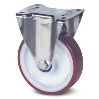 Tente Fixed Castor 80 mm Polyurethane Wheel Stainless Steel Frame 200 kg Capacity 8478UAD080P62