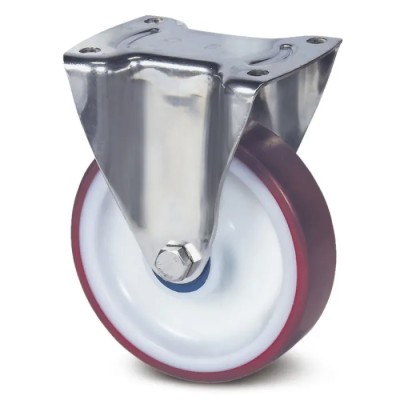 Tente Fixed Castor 80 mm Polyurethane Wheel Stainless Steel Frame 200 kg Capacity 8478UAD080P62