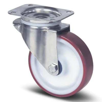 Tente Swivel Castor with 300 kg Load Capacity, 100 mm Polyurethane Wheel, Stainless Steel Frame 8470UAD100P62