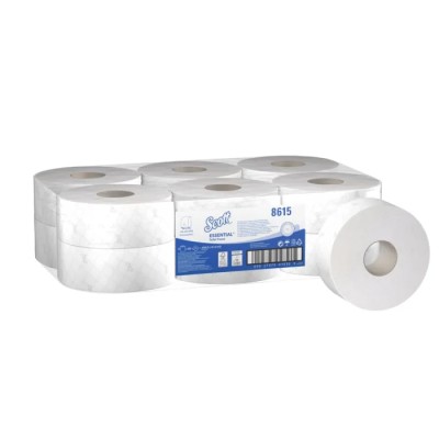 SCOTT Jumbo Toilet Roll 12 Rolls of 6000 Sheets 2 Ply, EU Ecolabel FSC Certified 8615