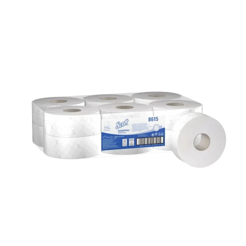SCOTT Jumbo Toilet Roll 12 Rolls of 6000 Sheets 2 Ply, EU Ecolabel FSC Certified 8615