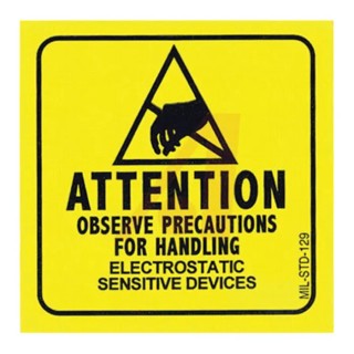 SCS Yellow Gloss Paper ESD Label Attention Observe Precautions For Handling Electrostatic Sensitive Devices 2in x 129LABEL