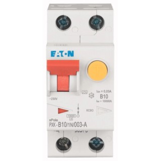 Eaton Residual Current Circuit Breaker with Overload Protection, 10A Current Rating, 1 Pole, 30 mA 236946 PXK-B10/1N/003-A