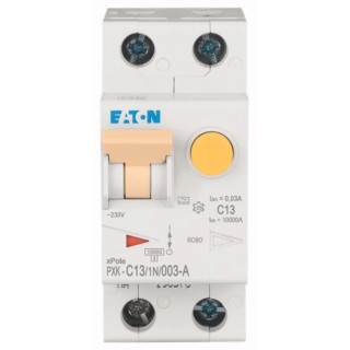Eaton Residual Current Circuit Breaker with Overload Protection, 13A Current Rating, 1-Pole, 30mA 236963 PXK-C13/1N/003-A