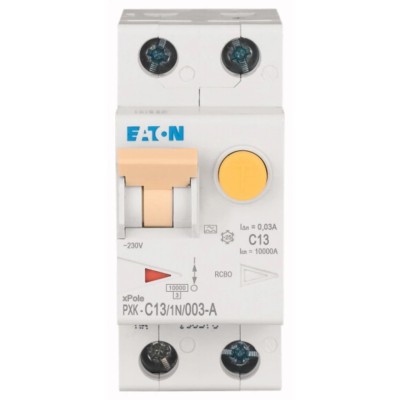 Eaton Residual Current Circuit Breaker with Overload Protection, 13A Current Rating, 1-Pole, 30mA 236963 PXK-C13/1N/003-A