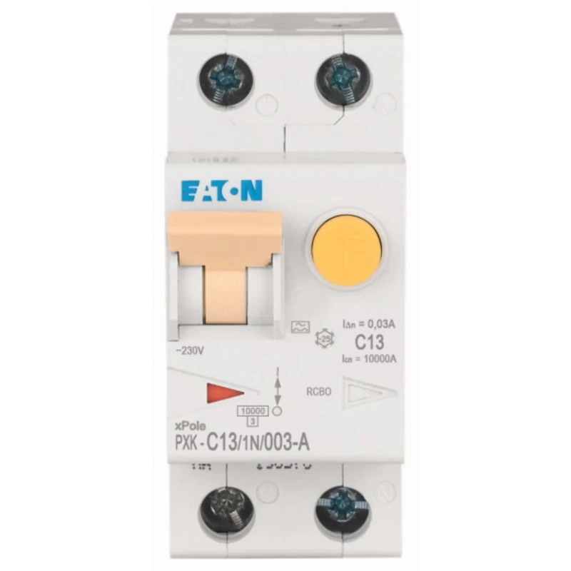 Eaton Residual Current Circuit Breaker with Overload Protection, 13A Current Rating, 1-Pole, 30mA 236963 PXK-C13/1N/003-A