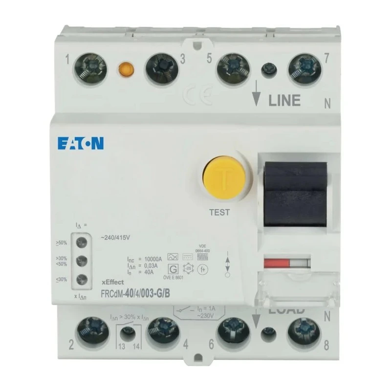 Eaton FRCdM Series Residual Current Circuit Breaker 40A 4-Pole 30mA Type B 10kA Breaking Capacity 167893 FRCDM-40/4/003-G/B