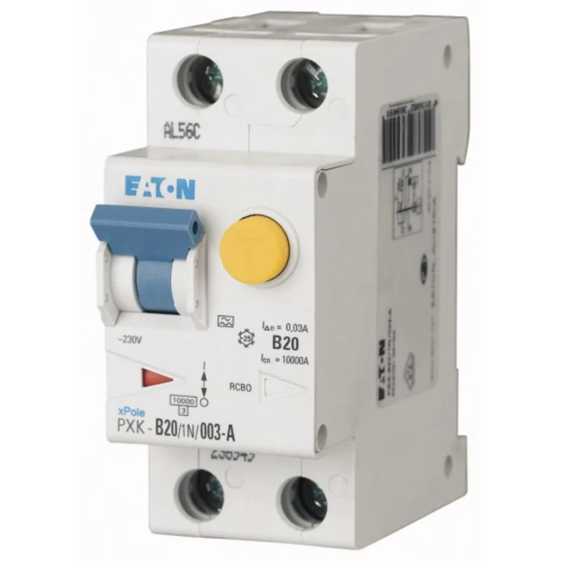 Legrand Residual Current Circuit Breaker with Overcurrent Protection 20A 1-Pole 30mA Trip 236965 PXK-C20/1N/003-A