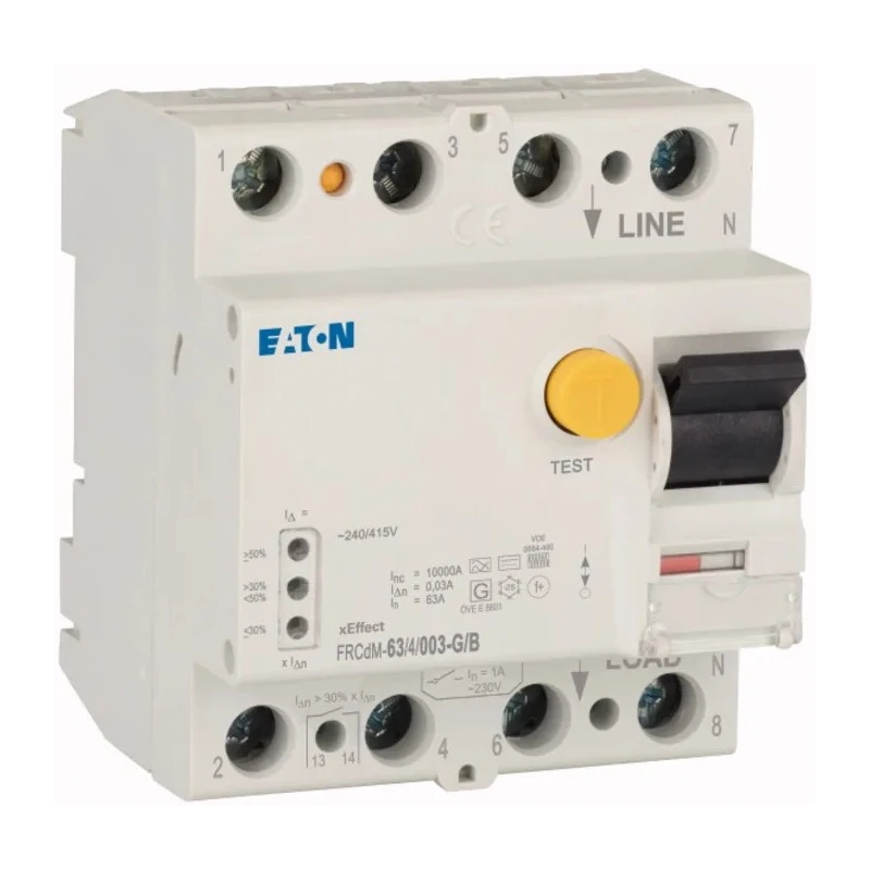 Eaton FRCdM Series Residual Current Circuit Breaker 63A 4-Pole 30 mA Type B 630A Breaking Capacity 167894 FRCDM-63/4/003-G/B