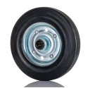 Tente Black Rubber Trolley Wheel 200mm Diameter 50mm Width 20mm Bore Roller Bearing 410kg Load Capacity DVR200X50-20