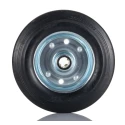 Tente Black Rubber Trolley Wheel 200mm Diameter 50mm Width 20mm Bore Roller Bearing 410kg Load Capacity DVR200X50-20