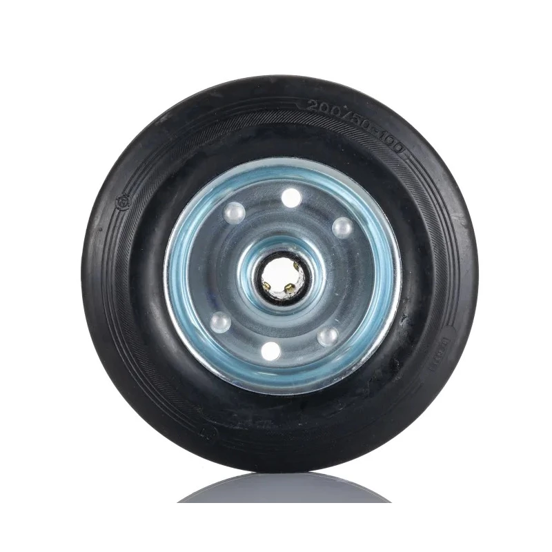Tente Black Rubber Trolley Wheel 200mm Diameter 50mm Width 20mm Bore Roller Bearing 410kg Load Capacity DVR200X50-20