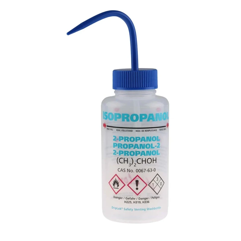 RS PRO 500ml Polyethylene Wide Neck Wash Bottle Blue Lid 838-6396