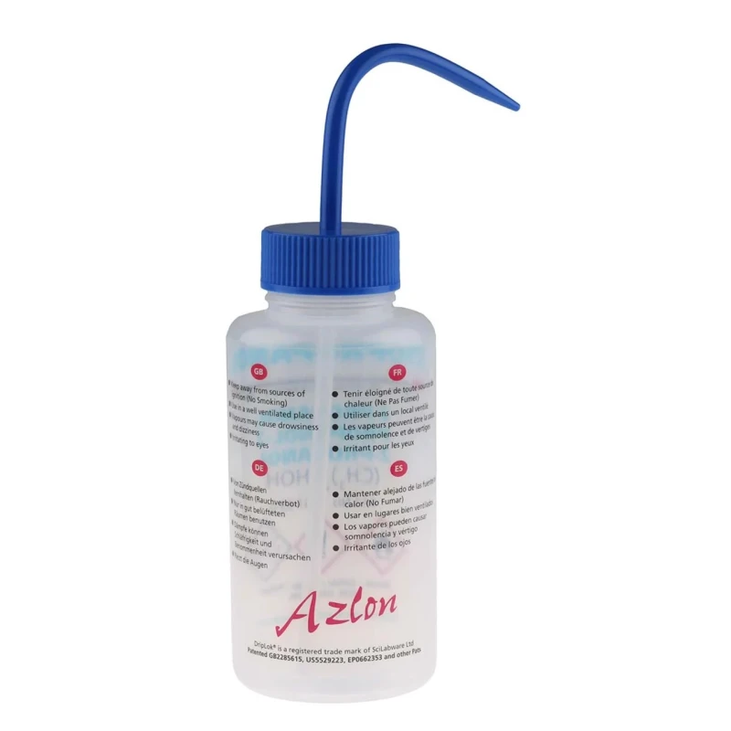 RS PRO 500ml Polyethylene Wide Neck Wash Bottle Blue Lid 838-6396