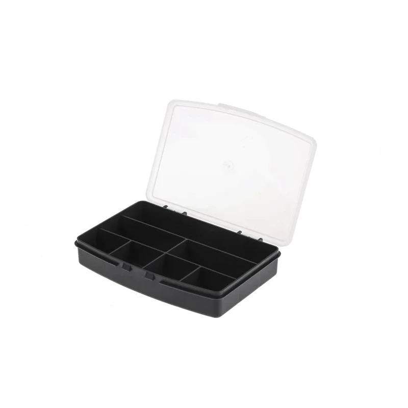 RS PRO 7 Cell Black Polypropylene Compartment Box 30 mm x 122 mm x 175 mm 838-6535